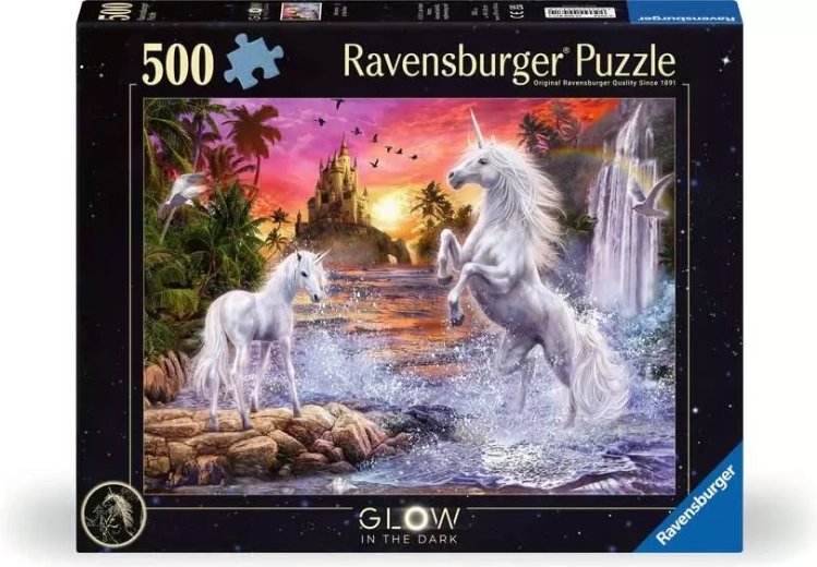 Ravensburger svetleči puzzle Samorogi ob reki 500 kosov