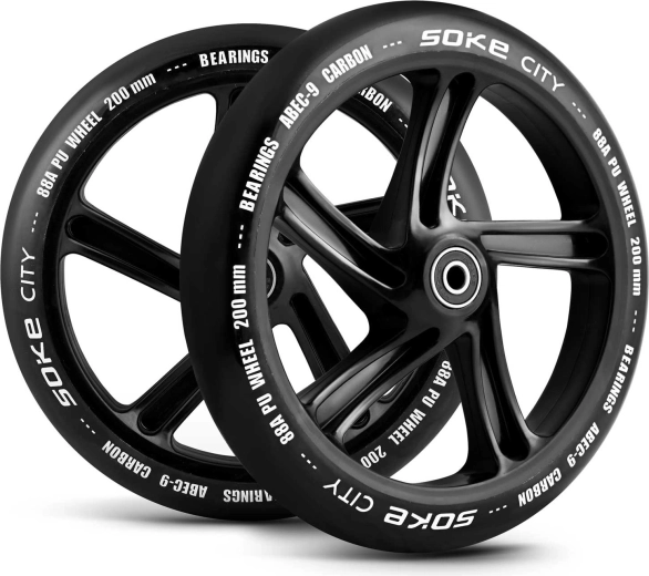SOKE kolesa za mestni skiro 200 mm črna – set 2 kos