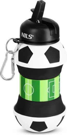 NILS Camp zložljiva silikonska steklenička za otroke 550 ml nogomet