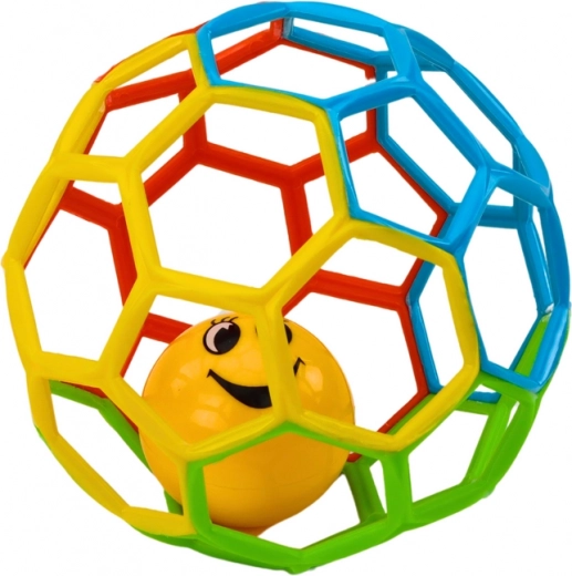 Gumijasta otroška žoga z ropotuljico Zvončica Pisana