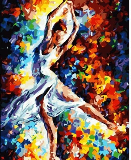 Slika za barvanje po številkah v okvirju 40 × 50 cm – balerina v barvi