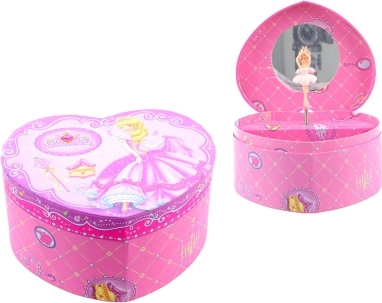Glasbena škatlica za nakit v obliki srca – princesa