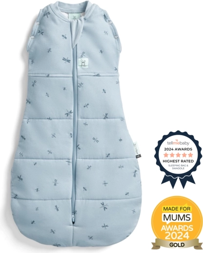ErgoPouch swaddle and sleeping bag 2-in-1 Cocoon dragonflies 2.5 tog (0–3 months, 3–6 kg)