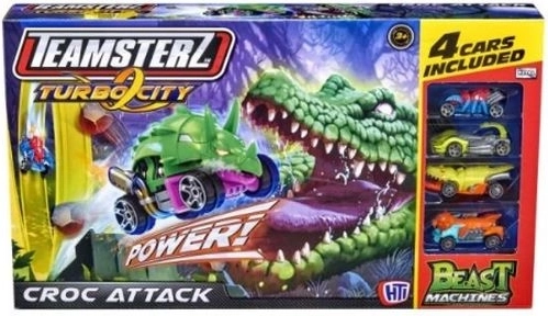 Teamsterz Turbo City Croc Attack – steza s krokodilom in 4 avtomobilčki