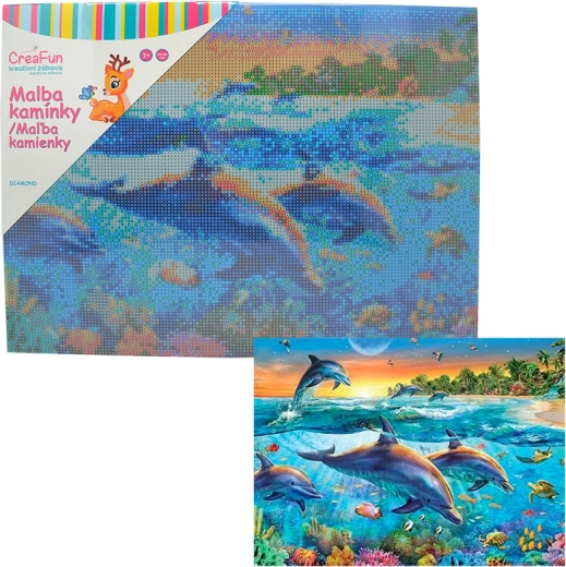 Diamantno slikanje delfini 30 × 40 cm