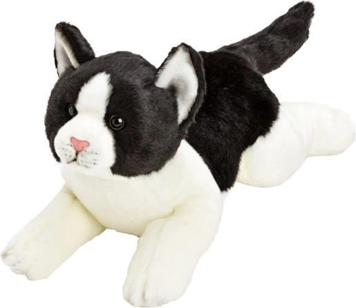 Realistic plush cat in a resting position