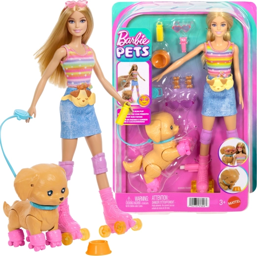 Mattel Barbie Pets komplet s kužkom na rolerjih in dodatki