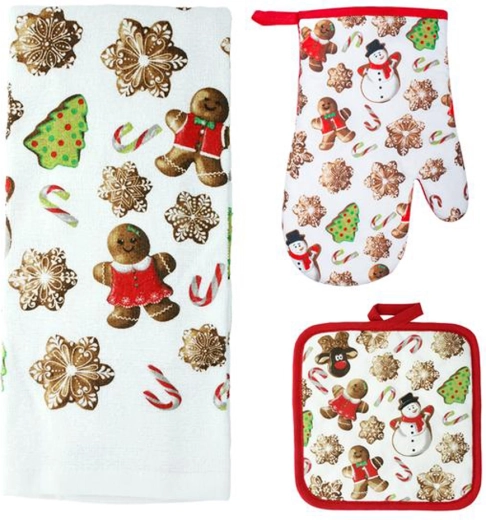 Kuhinjski set Medenjaki – rokavica, prijemalka in krpa