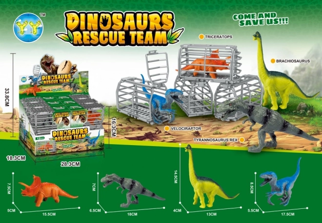 Dinozavrova figurica 16 cm s kletko in dodatki