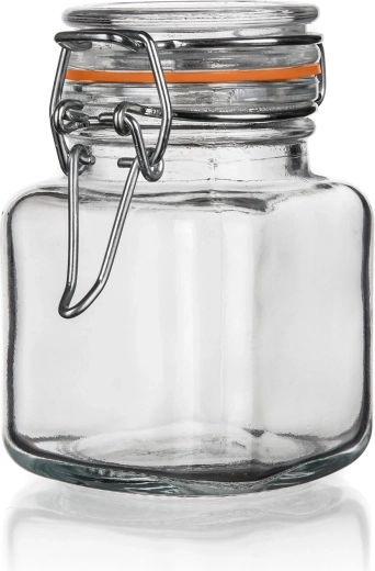 Steklena hermetična posoda LINA 100 ml, kvadratna s patentnim zapiranjem