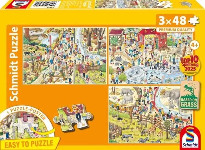 Sestavljanka Zabava v živalskem vrtu 3×48 koščkov SCHMIDT