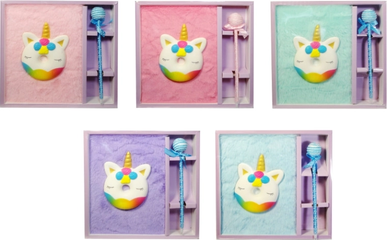 Plišasti dnevnik z samorogom in kemičnim svinčnikom