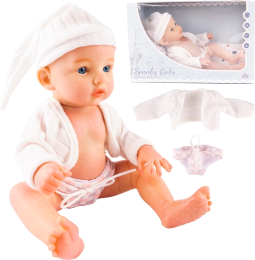 Tkanena punčka dojenček v kapici Jagoda 32 cm