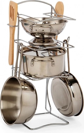 Komplet posode za otroke na stojalu Bigjigs Toys