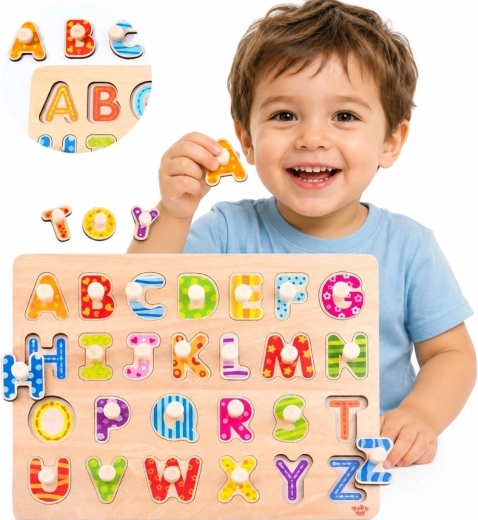 Tooky toy montessori lesene vstavljanke – abeceda z ročaji