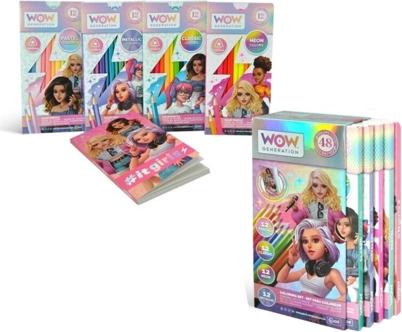 Komplet pisal – pastelne, klasične, neonske in kovinske barvice + zvezek