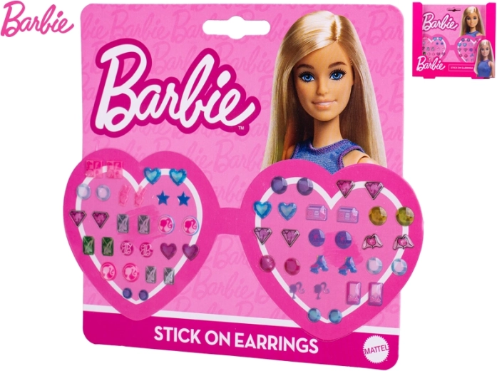 Samolepilni uhani BARBIE – komplet 28 parov za otroke
