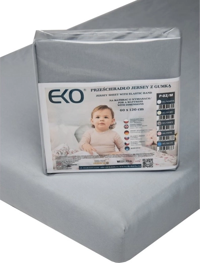 EKO napenjalna jersey rjuha z elastiko siva 120 × 60 cm