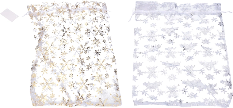 Organzina vrečka s snežinkami 17 × 23 cm – božično darilno pakiranje