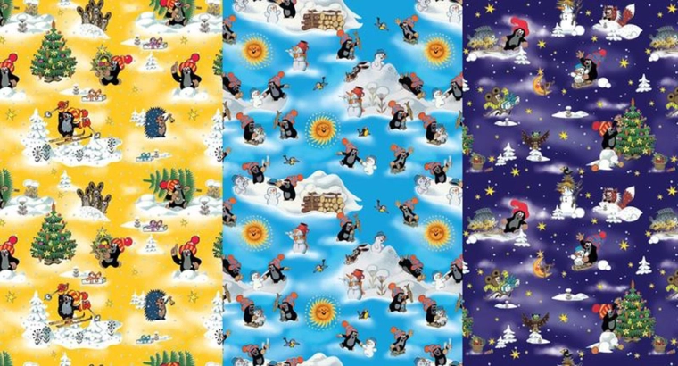 Darilni papir z motivom KRTEK 0,7 × 2 m, mešanica motivov