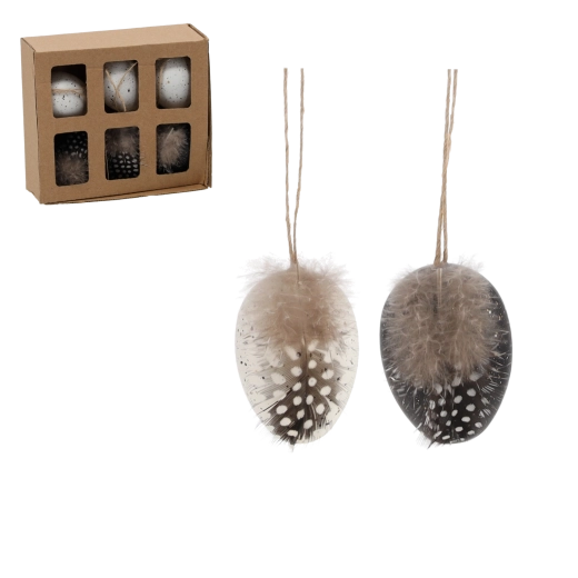 Komplet visečih velikonočnih jajčk – črno-bela eleganca (6 kos)