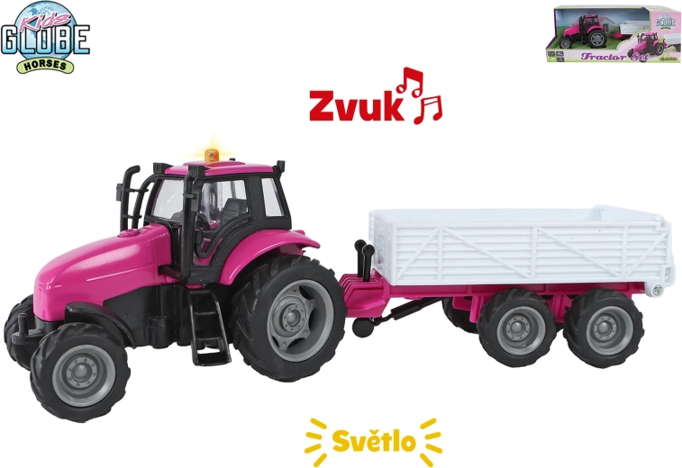 Kids Globe Horses traktor s prikolico s svetlobnimi in zvočnimi učinki