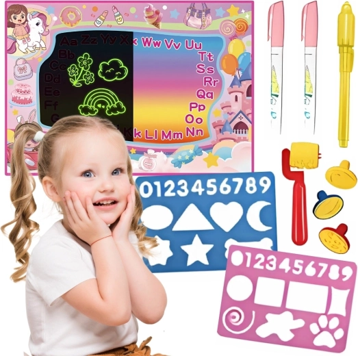 Woopie 2-in-1 XXL Water Drawing Mat That Glows in the Dark