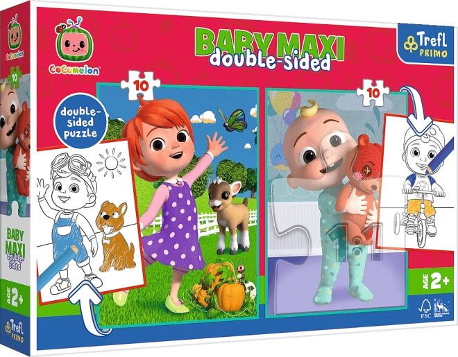 Dvostranske sestavljanke COCOMELON – prijatelji, TREFL Baby Maxi 2×10 kosov