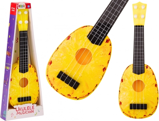 Ukulele za otroke z motivom ananasa, rumeno