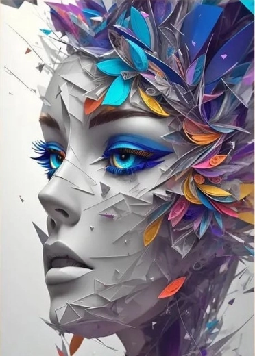 Diamantno slikanje – abstraktni portret ženske 30 × 40 cm