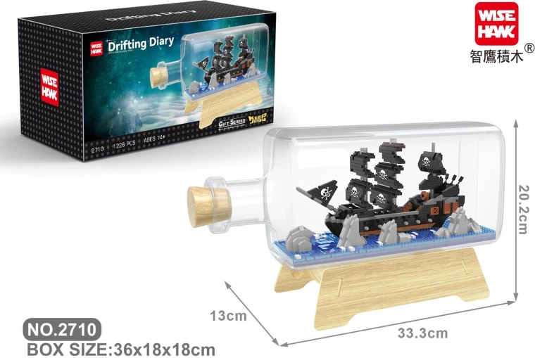 Pirate Ship in a Bottle Building Set, 1226 Pieces