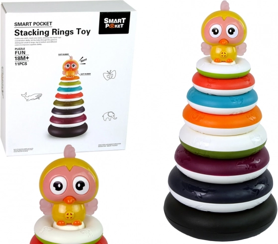 Barvasta zložljiva piramida z obročki in račko