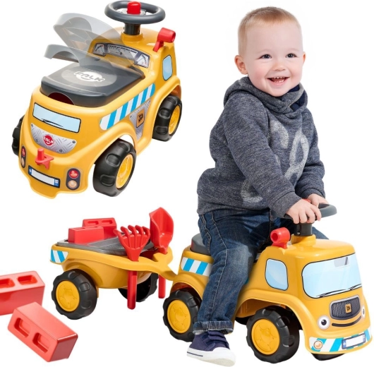 Poganjalec gradbeni tovornjak JCB s prikolico in dodatki FALK