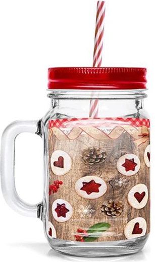 Kozarec s slamico TORO 450 ml z motivom linških piškotov