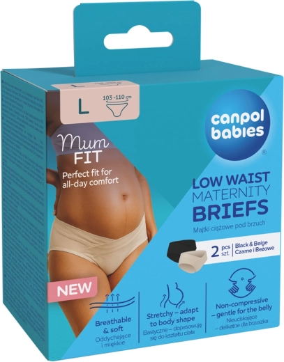 Canpol Babies MumFIT maternity panties with low waist, size L, 2 pcs