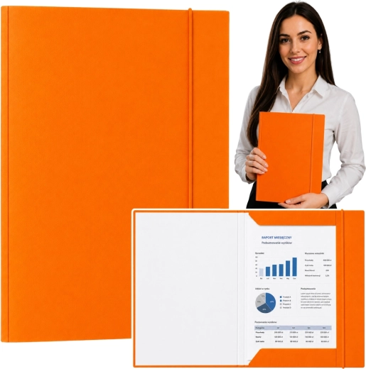Lakirana kartonska mapa z elastiko A4, oranžna (300 g/m²) – 1 kos