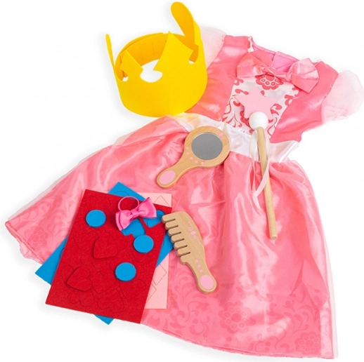 Bigjigs Toys kostum princesa – rožnata obleka z dodatki