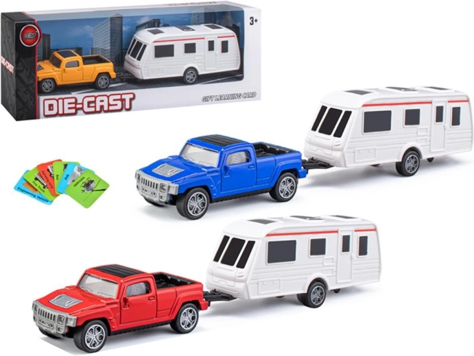 Kovinski pickup s počitniško prikolico – komplet vozil