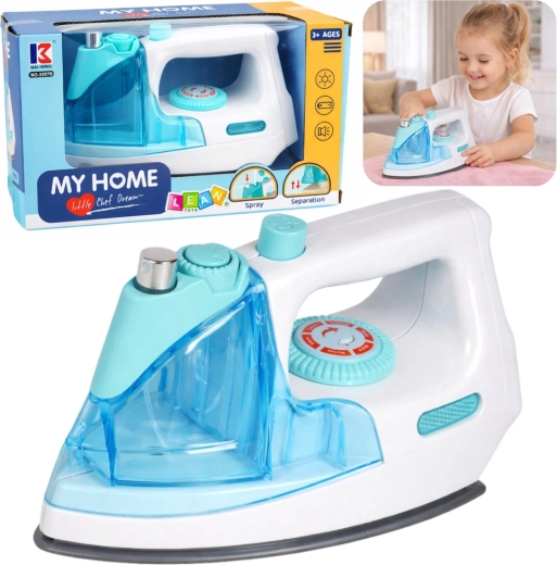 Otroški likalnik s pršilom, lučko in zvokom – moder