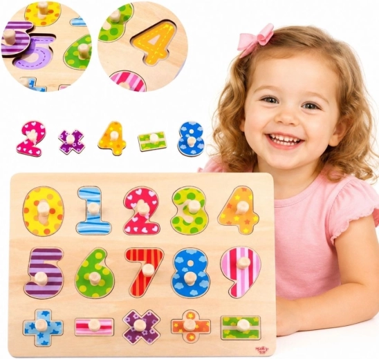 Tooky Toy lesena vstavljanka s številkami in matematičnimi znaki