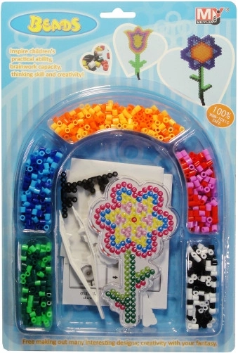 Plastične perlice z rožo šablono in pinceto