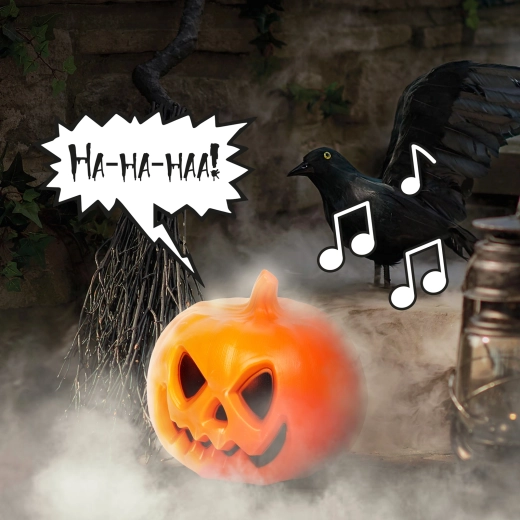 Halloweenska bučna laterna z zvočnim učinkom in LED-lučko
