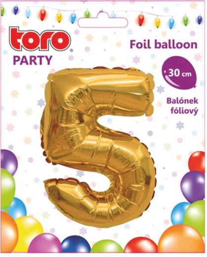 Foliasti balon številka 5 30 cm zlati TORO