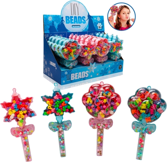 Kreativni komplet z nizanimi perlicami v palici, 4 vrste