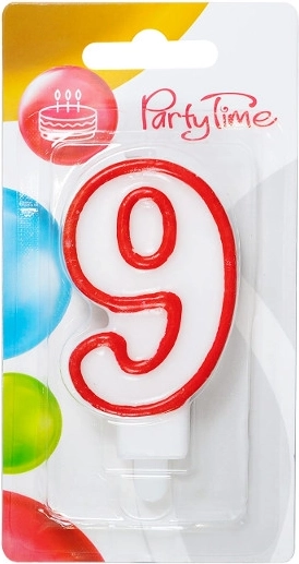 Rojstnodnevna svečka številka 9 rdeča