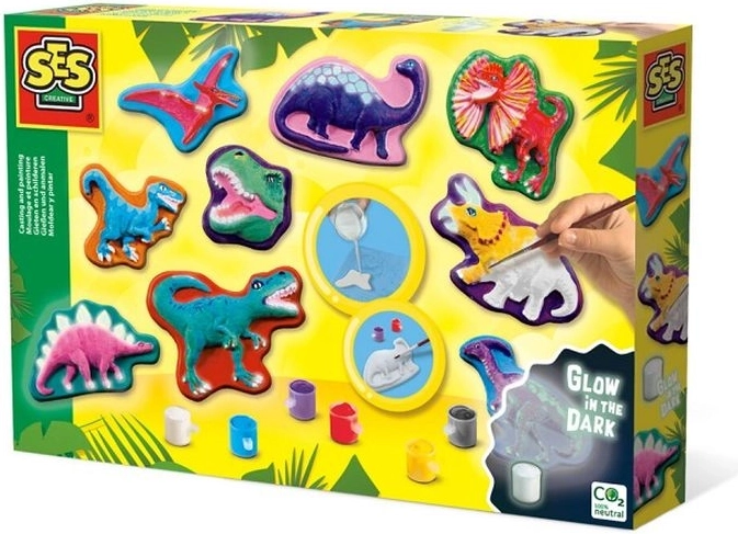 SES Creative ulivanje iz mavca in barvanje – dinozavri, ki svetijo v temi