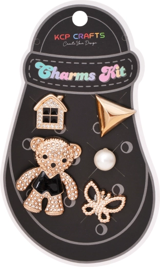 Set of decorative accessories for clogs – glitter bear and little house - 1 piece