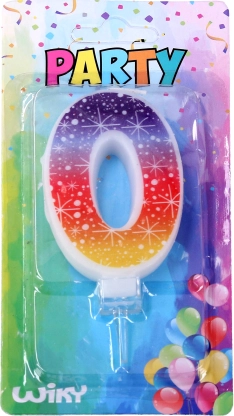 Zabavna svečka številka 0 z zvezdicami