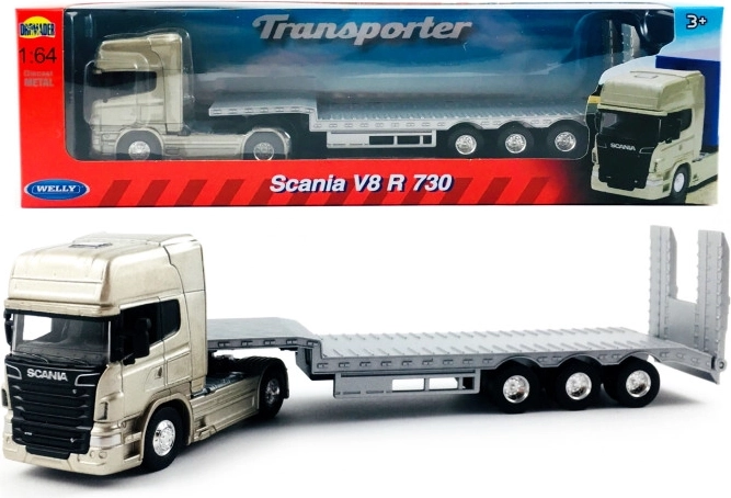 Welly tovorno vozilo Scania 1:64 s prikolico