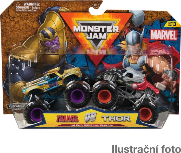 Monster Jam Marvel 1:64 – komplet 2 kovinskih monster truckov